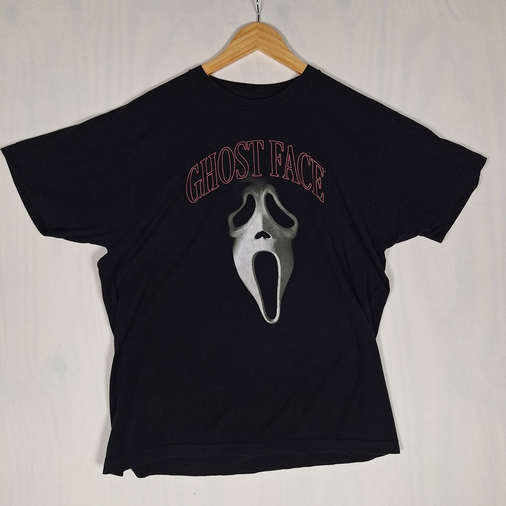 Ghost Face Scream Movie The Icon of Halloween Graphic T-Shirt Black XL